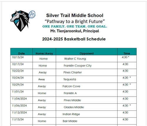 Basketball Schedule 2024